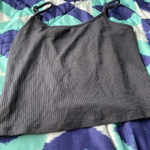 Gray tank top with adjustable straps